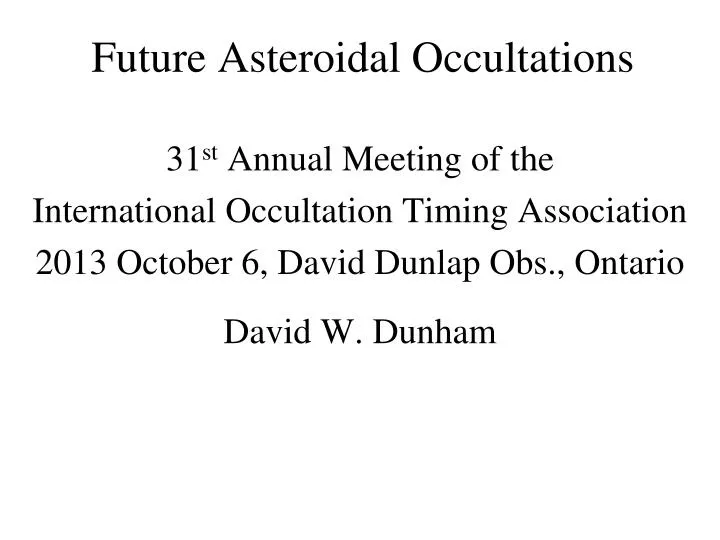 future asteroidal occultations