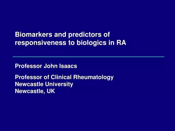 biomarkers and predictors of responsiveness to biologics in ra