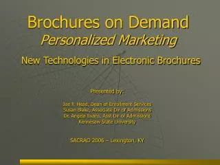 Brochures on Demand Personalized Marketing New Technologies in Electronic Brochures