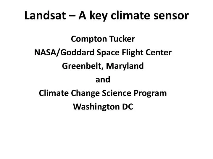 landsat a key climate sensor