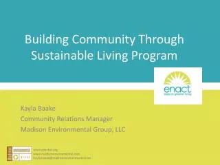 Building Community Through Sustainable Living Program