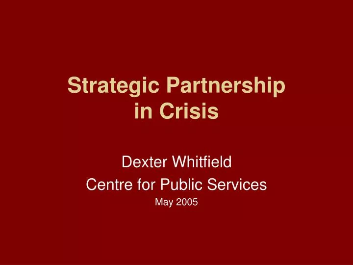 strategic partnership in crisis