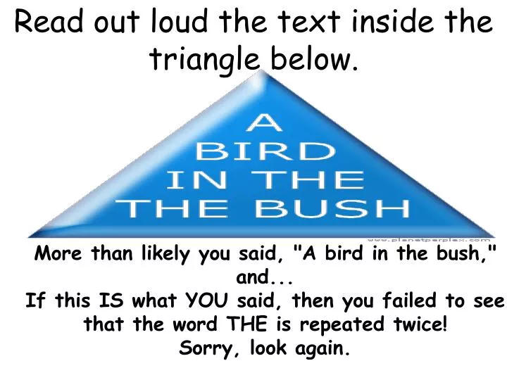 read out loud the text inside the triangle below