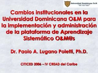 dr paolo a lugano poletti ph d citiced 2006 iv cread del caribe