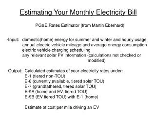 Estimating Your Monthly Electricity Bill