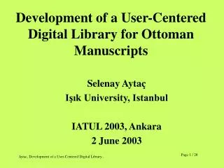 Development of a User-Centered Digital Library for Ottoman Manuscripts
