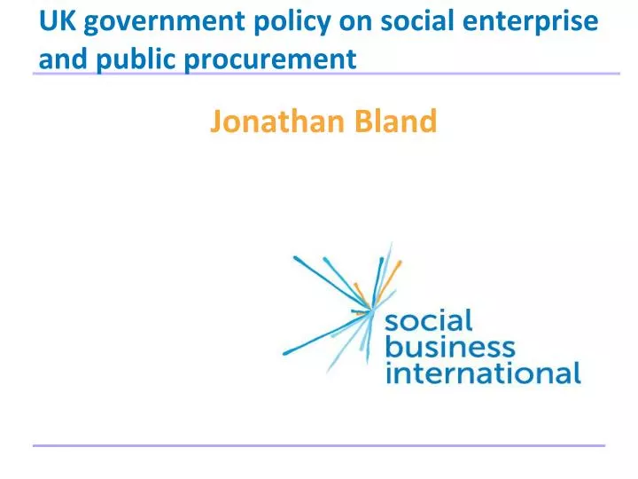 uk government policy on social enterprise and public procurement