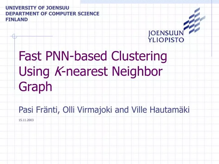 fast pnn based clustering using k nearest neighbor graph