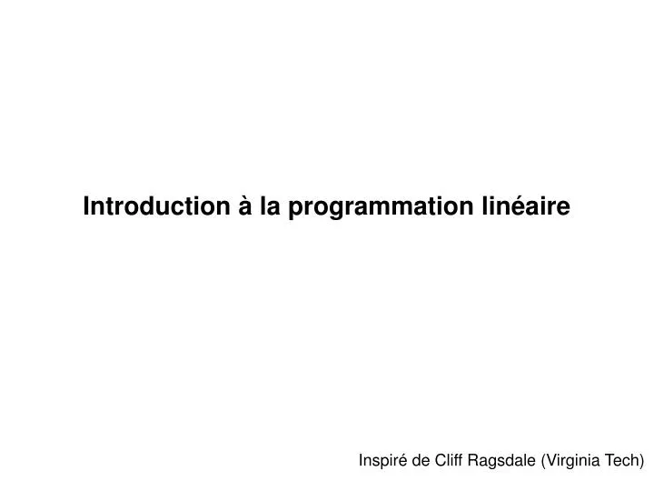 introduction la programmation lin aire