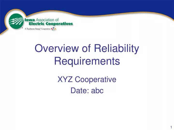 overview of reliability requirements