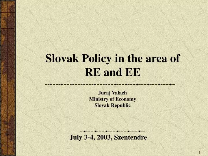 slovak policy in the area of re and ee