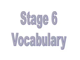 Stage 6 Vocabulary