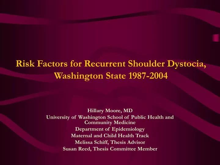 risk factors for recurrent shoulder dystocia washington state 1987 2004