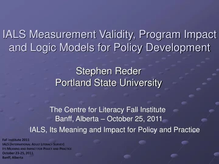 ials measurement validity program impact and logic models for policy development