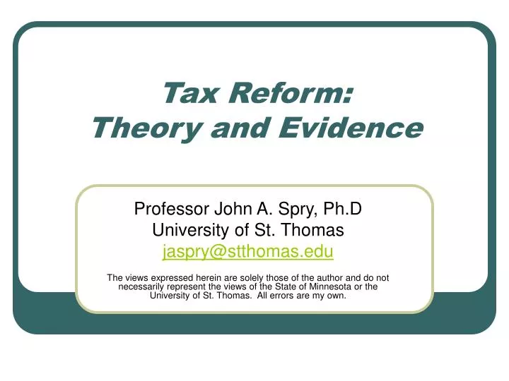 tax reform theory and evidence