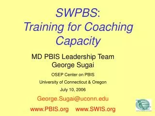 SWPBS : Training for Coaching Capacity