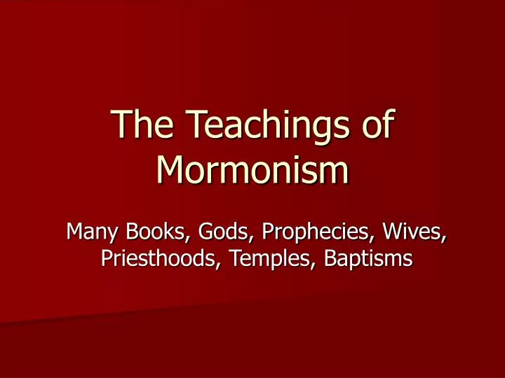 the teachings of mormonism