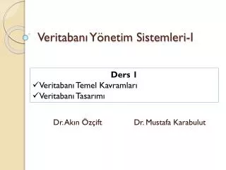 veritaban y netim sistemleri i