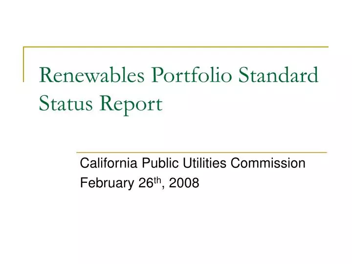 renewables portfolio standard status report