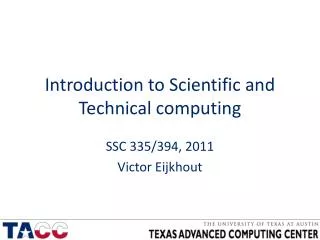 Introduction to Scientific and Technical computing