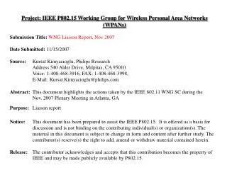 Project: IEEE P802.15 Working Group for Wireless Personal Area Networks (WPANs)