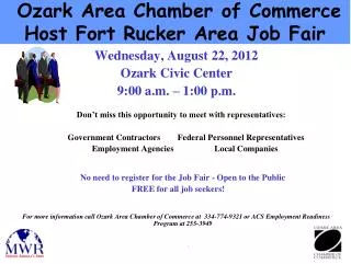 Ozark Area Chamber of Commerce Host Fort Rucker Area Job Fair