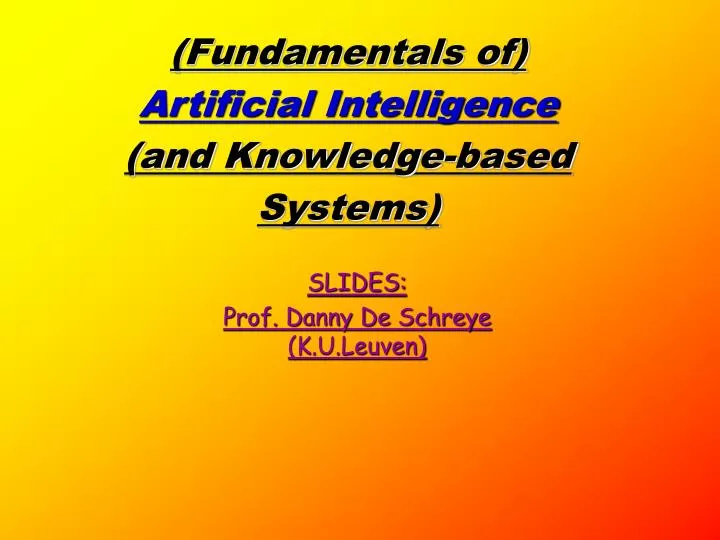 fundamentals of artificial intelligence and knowledge based systems