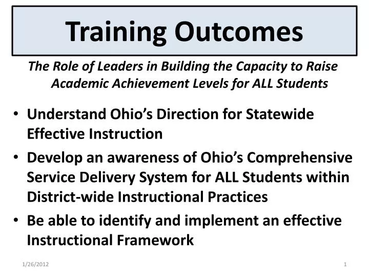 training outcomes