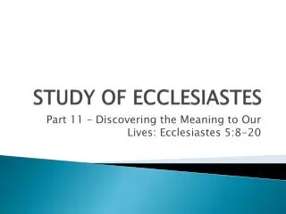 STUDY OF ECCLESIASTES