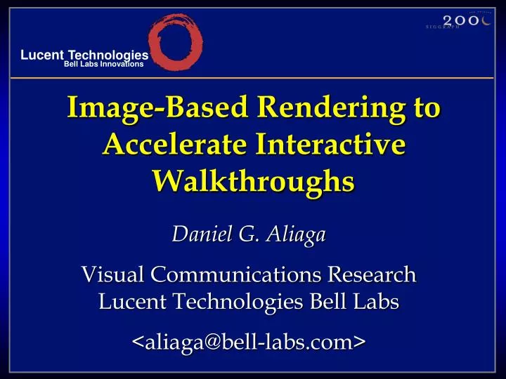 image based rendering to accelerate interactive walkthroughs