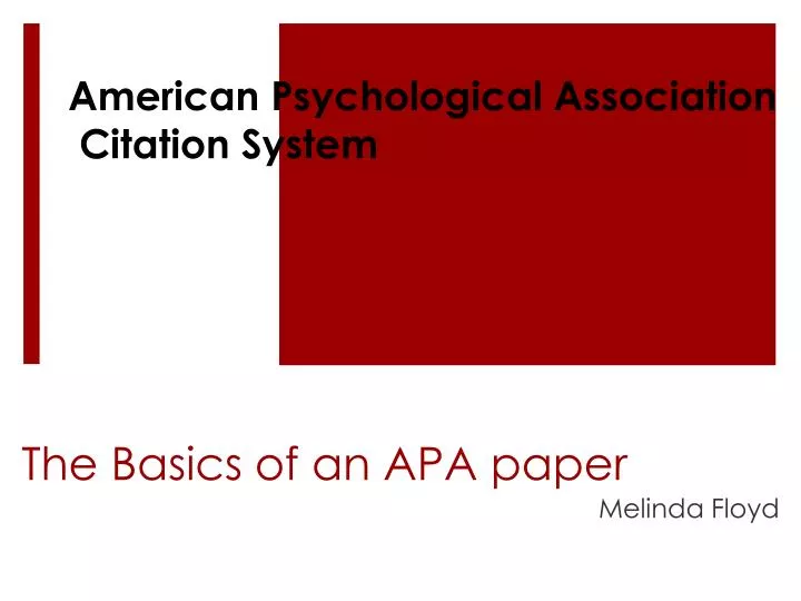 the basics of an apa paper