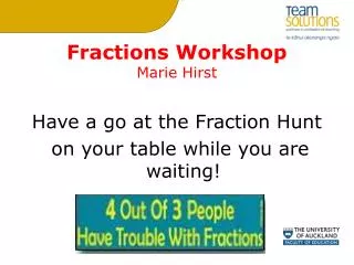 Fractions Workshop Marie Hirst