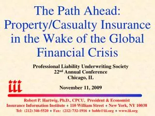 The Path Ahead: Property/Casualty Insurance in the Wake of the Global Financial Crisis