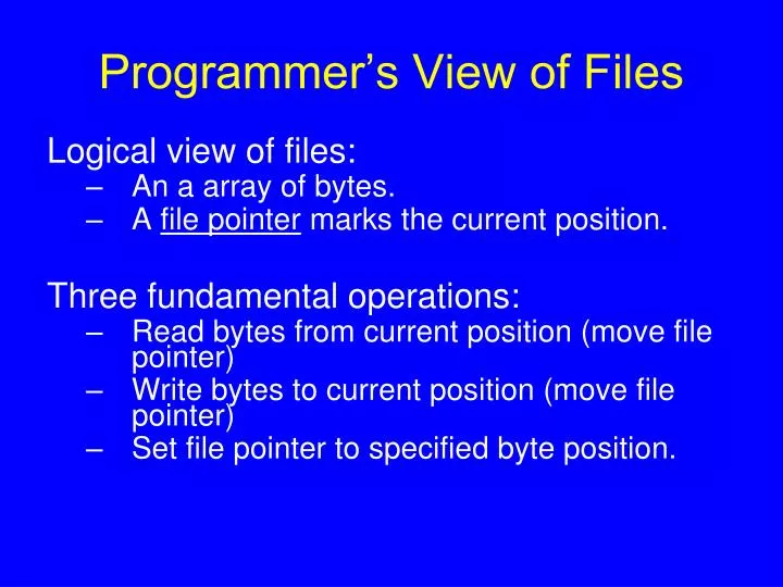 programmer s view of files
