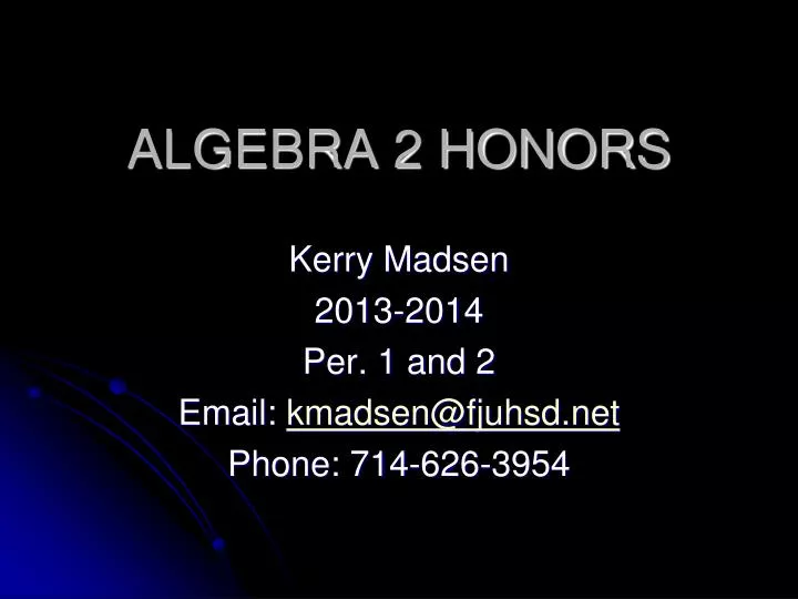 algebra 2 honors