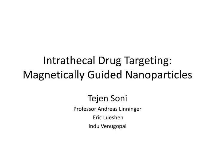 intrathecal drug targeting magnetically guided nanoparticles