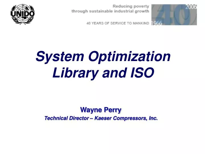 system optimization library and iso