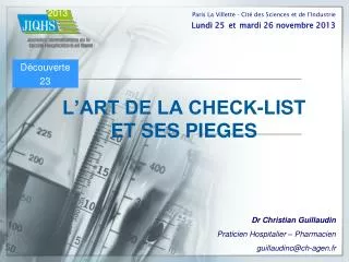 l art de la check list et ses pieges