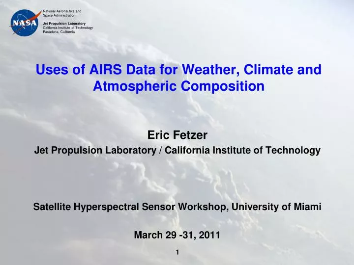 uses of airs data for weather climate and atmospheric composition