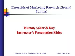 Essentials of Marketing Research (Second Edition)