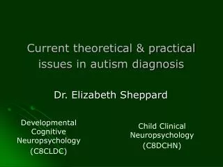 Current theoretical &amp; practical issues in autism diagnosis