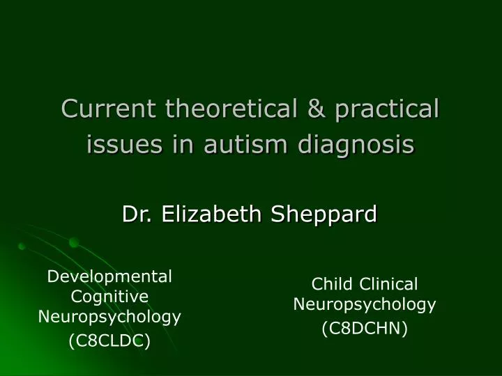 current theoretical practical issues in autism diagnosis