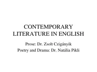 CONTEMPORARY LITERATURE IN ENGLISH