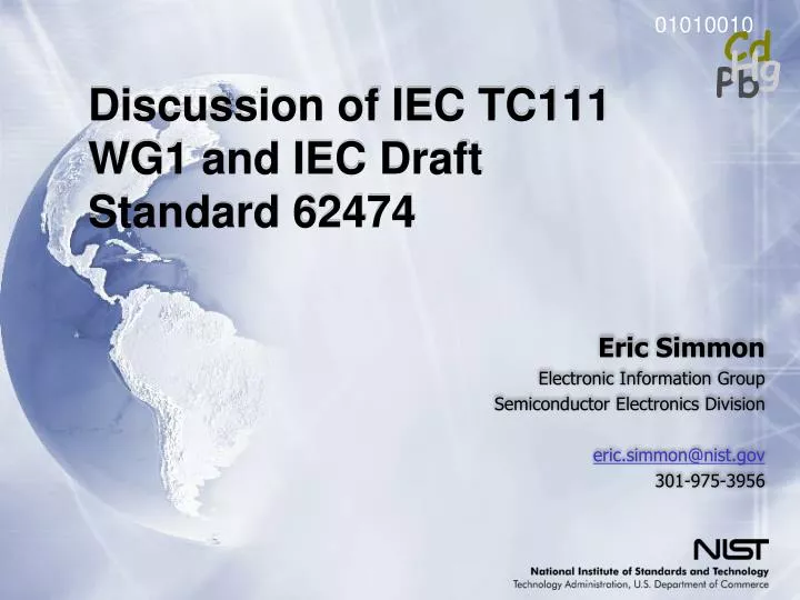 discussion of iec tc111 wg1 and iec draft standard 62474
