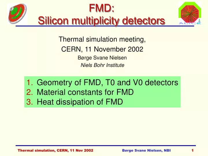 fmd silicon multiplicity detectors