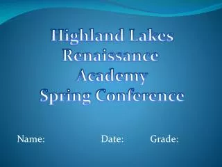 Highland Lakes Renaissance Academy Spring Conference