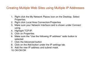 Creating Multiple Web Sites using Multiple IP Addresses