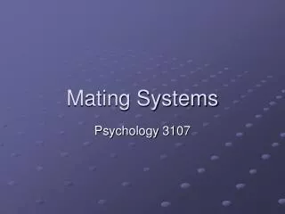 Mating Systems