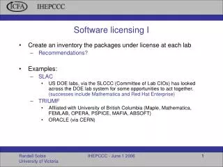 Software licensing I