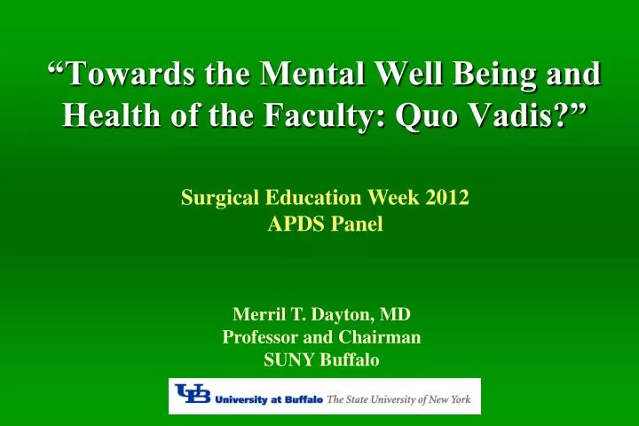 towards the mental well being and health of the faculty quo vadis
